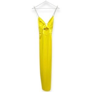 NWT Liv Foster Giselle Satin Long Dress in Solar Yellow - Size 12 - MSRP $295